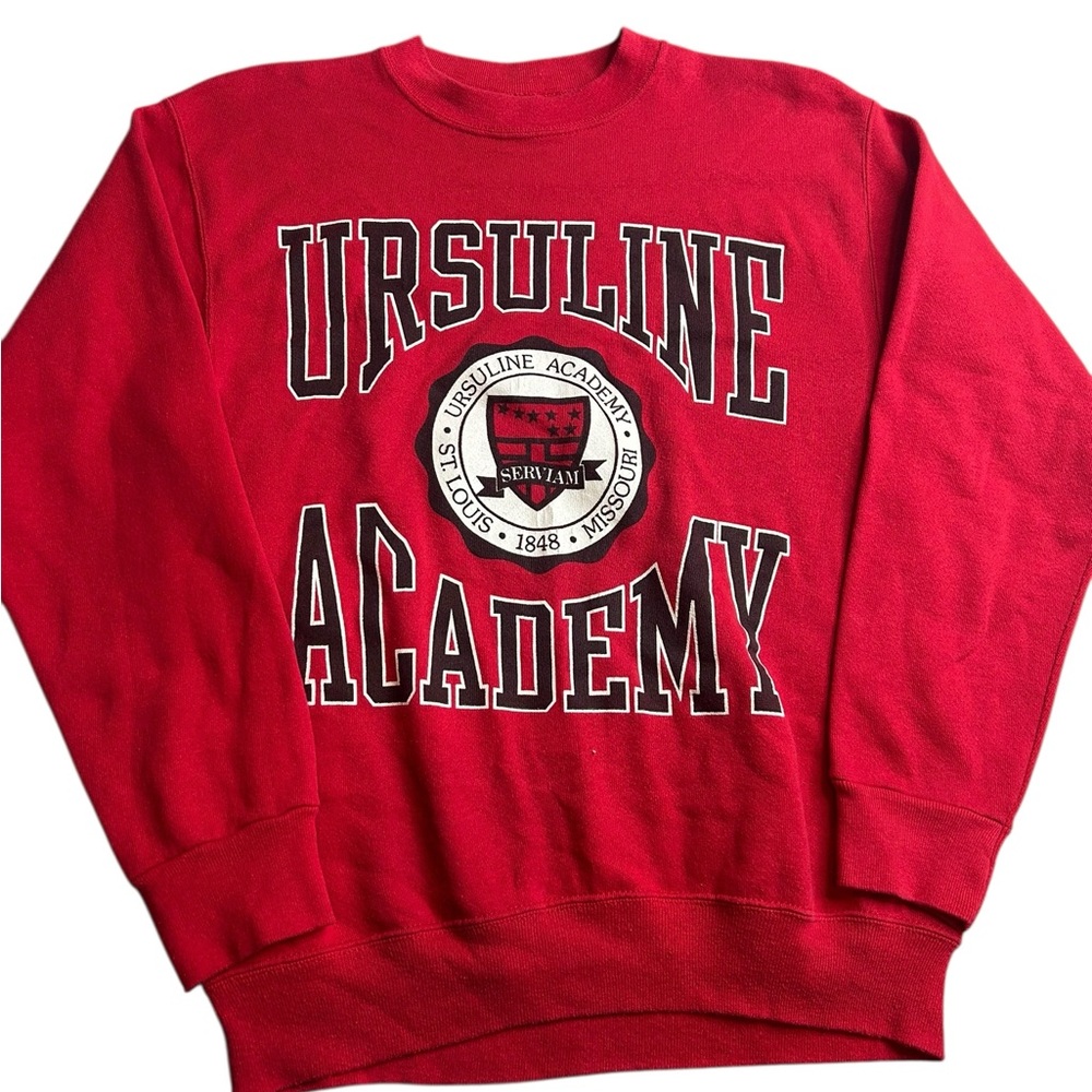 Vintage Artex Ursuline Academy Sweatshirt Red Made in USA‎ Size Medium